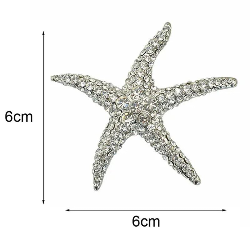 starfish brooches Blue Rhinestone Starfish Brooch Fashion colorful bridesmaid wedding For Woman - WORLD TIME VISITS
