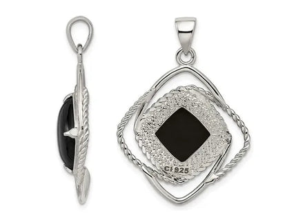 Sterling Silver Black Onyx Pendant Necklace with Chain
