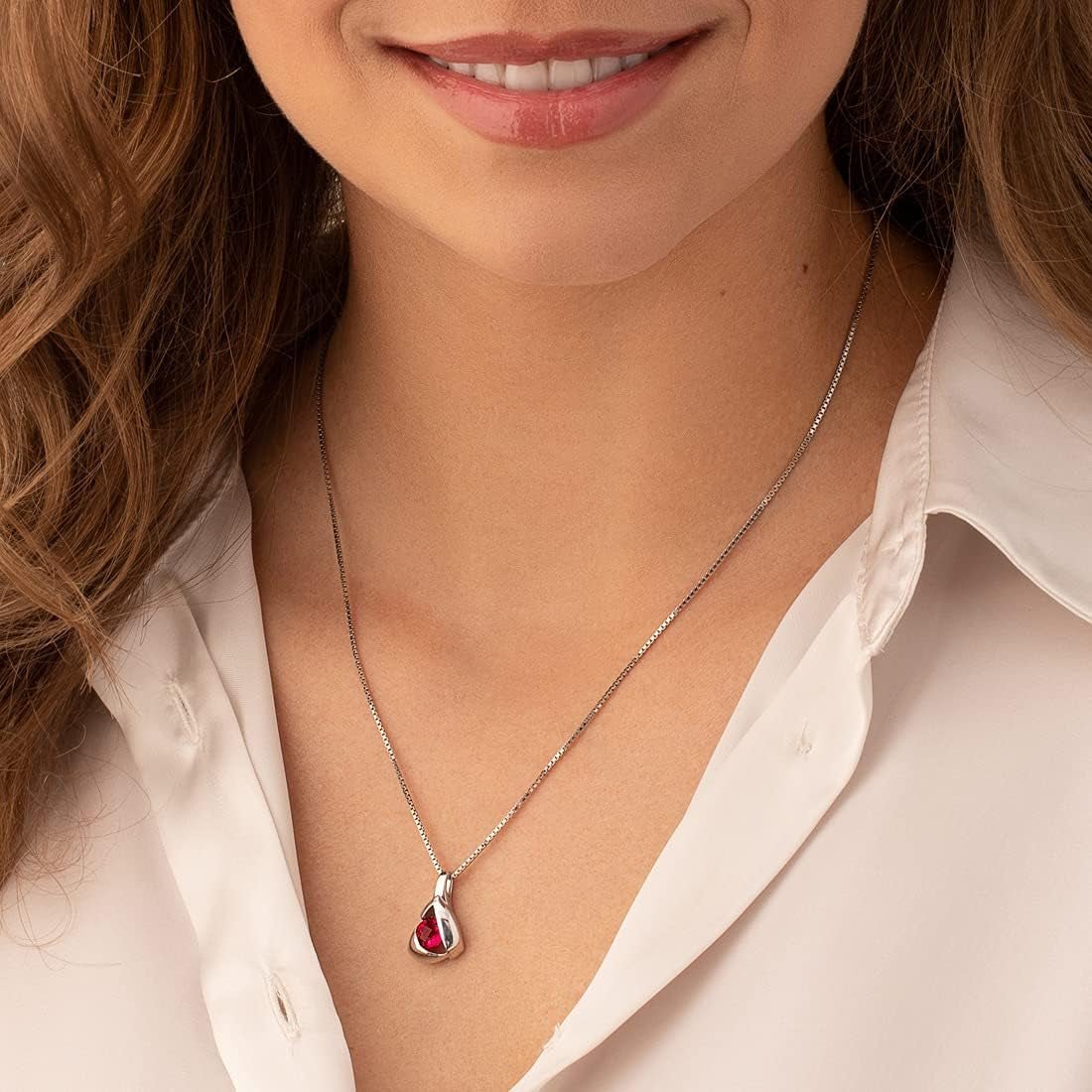Sterling Silver Chiseled Solitaire Pendant Necklace for Women in Various Gemstones, round Shape 6Mm, with 18 Inch Italian Chain - WORLD TIME VISITS