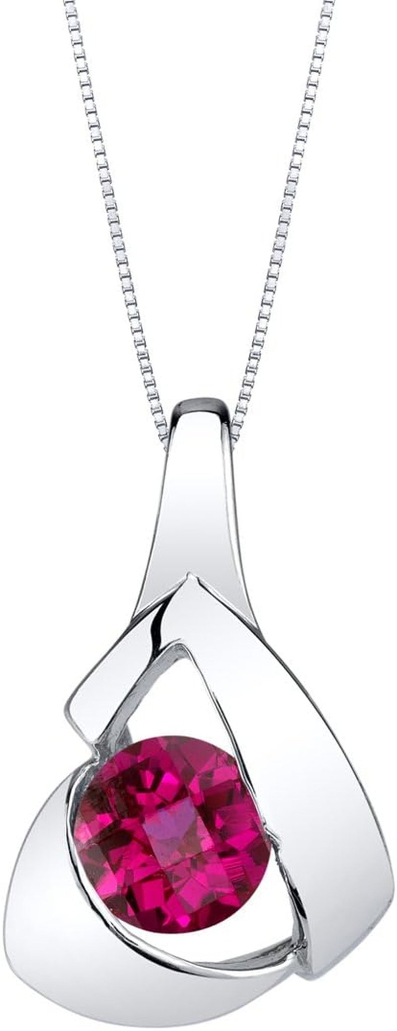Sterling Silver Chiseled Solitaire Pendant Necklace for Women in Various Gemstones, round Shape 6Mm, with 18 Inch Italian Chain - WORLD TIME VISITS