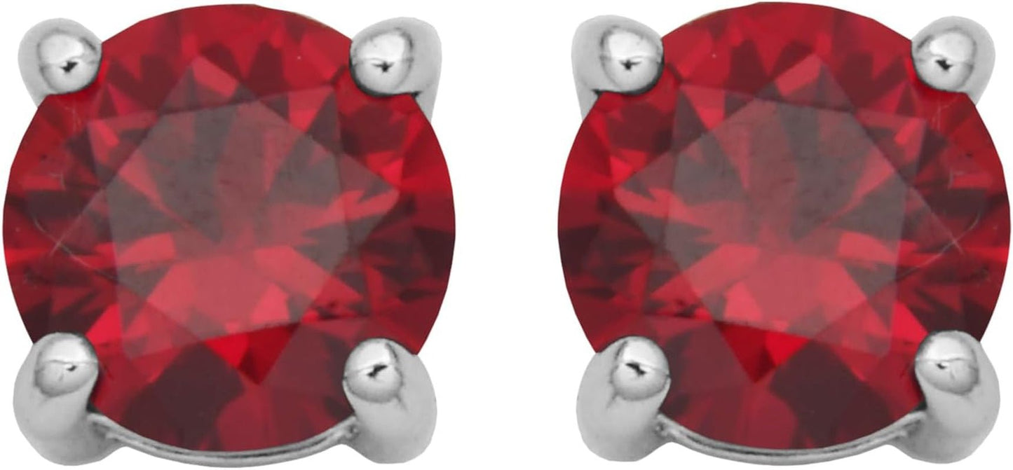 Sterling Silver round Birthstone Stud Earrings (Previously Amazon Collection)