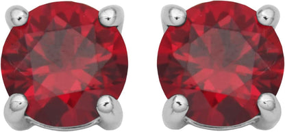Sterling Silver round Birthstone Stud Earrings (Previously Amazon Collection)