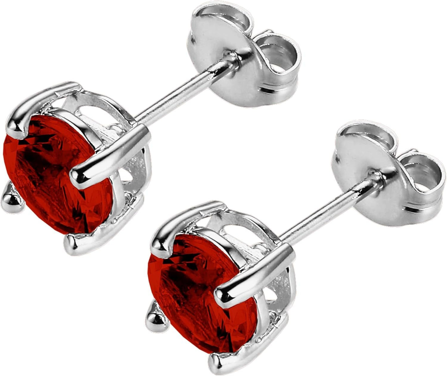 Sterling Silver round Birthstone Stud Earrings (Previously Amazon Collection) - WORLD TIME VISITS