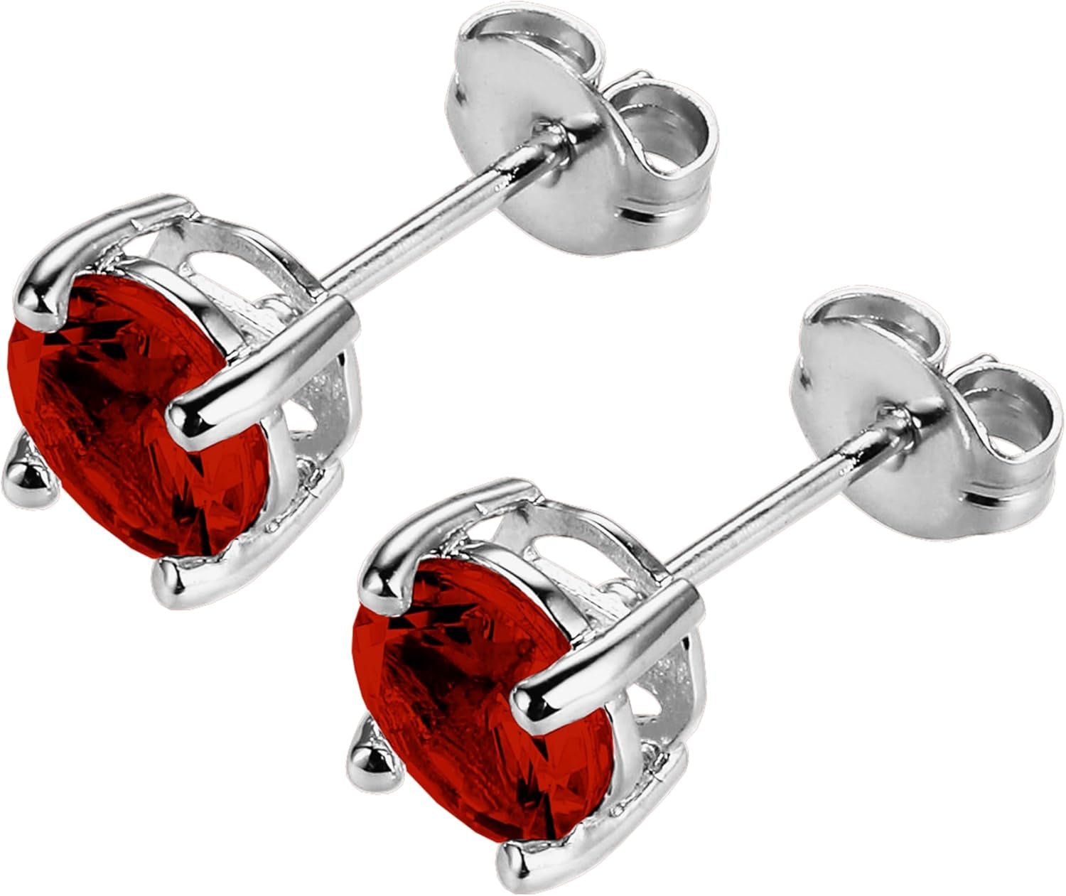 Sterling Silver round Birthstone Stud Earrings (Previously Amazon Collection) - WORLD TIME VISITS