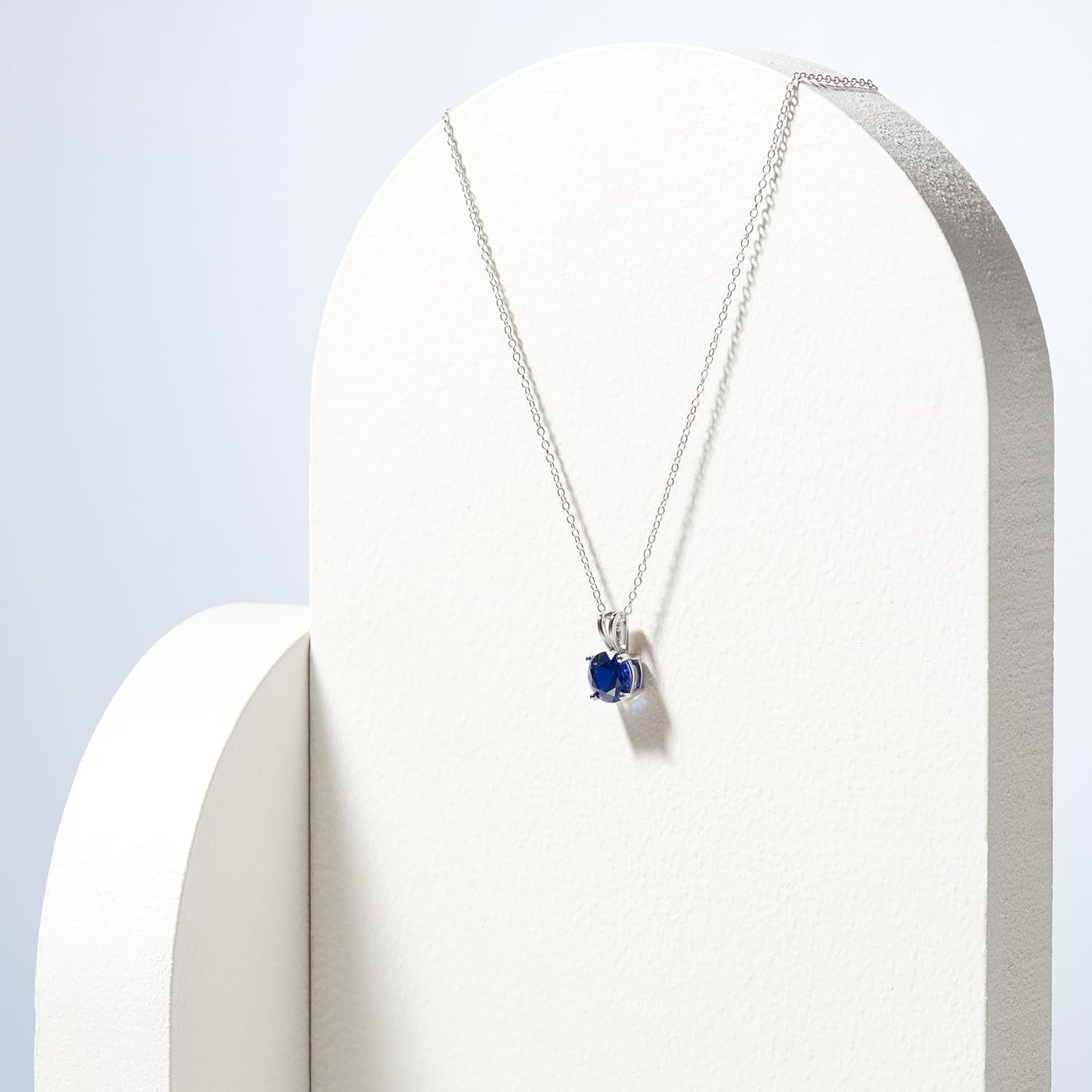 Sterling Silver round Cut Birthstone Pendant Necklace 18" (Previously Amazon Collection)