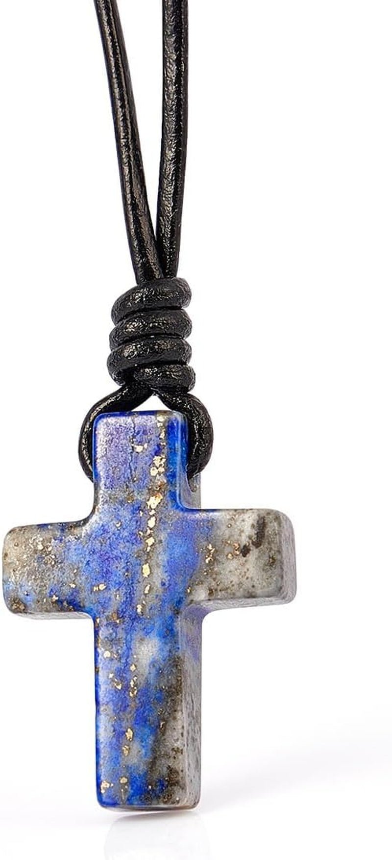 Stone Cross Pendant Adjustable Leather Necklace Gift for Valentines Day - WORLD TIME VISITS