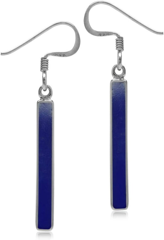 Stone Inlay White Gold Plated or 18K Gold Plated 925 Sterling Silver Long Stick Dangle Hook Earrings Jewelry for Women - WORLD TIME VISITS