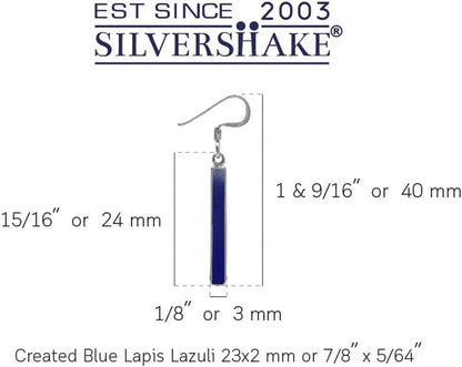 Stone Inlay White Gold Plated or 18K Gold Plated 925 Sterling Silver Long Stick Dangle Hook Earrings Jewelry for Women - WORLD TIME VISITS