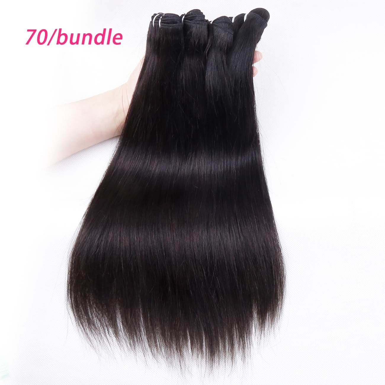 Straight 4 Bundles Human Hair 20 22 24 26 Inch 100% Unpro Cessed Brazilian Virgin Human Hair Bundles Double Weft Weave Bundles Straight Hair 70G/Bundle Hair Natural Color