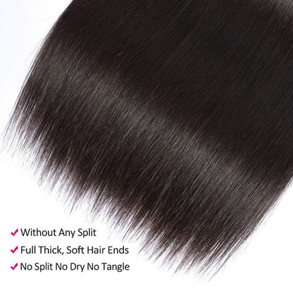 Straight Bundles Human Hair 3 Bundles 14 16 18 Inch 12A Brazilian Virgin Human Hair Bundles Straight Hair 100% Unprocessed Human Hair Natural Color