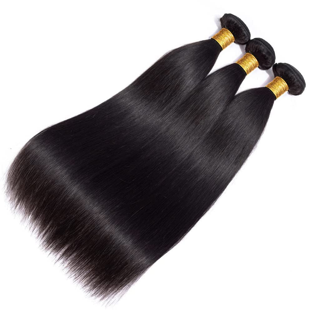 Straight Bundles Human Hair 3 Bundles 14 16 18 Inch 12A Brazilian Virgin Human Hair Bundles Straight Hair 100% Unprocessed Human Hair Natural Color - WORLD TIME VISITS