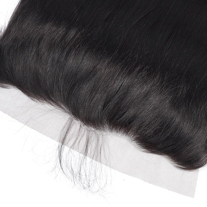 Straight HD Lace Frontal 13X4 Human Hair 18 Inch Free Part Hand Tied 150% Density Ear to Ear Pre Plucked with Baby Hair Natural Color