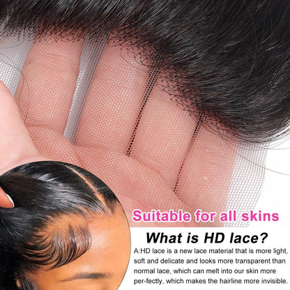 Straight HD Lace Frontal 13X4 Human Hair 18 Inch Free Part Hand Tied 150% Density Ear to Ear Pre Plucked with Baby Hair Natural Color - WORLD TIME VISITS