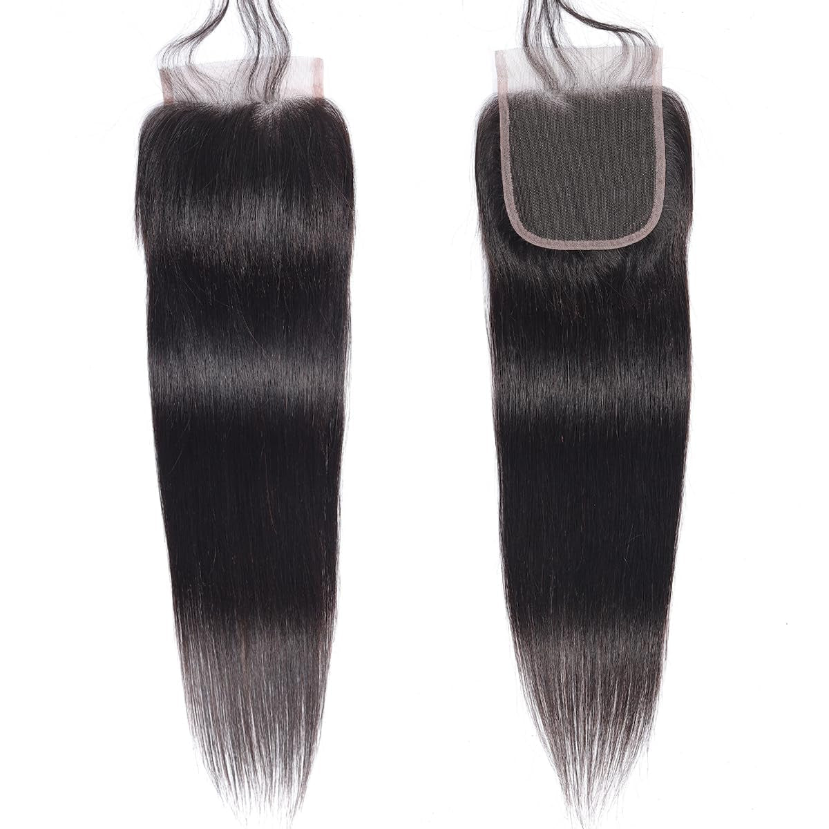 Straight Lace Closure Human Hair 4X4 HD Lace Closure 10 Inch Brazilian Virgin Human Hair Transparent Swiss Lace Free Part Pre Plucked with Baby Hair Natural Black - WORLD TIME VISITS