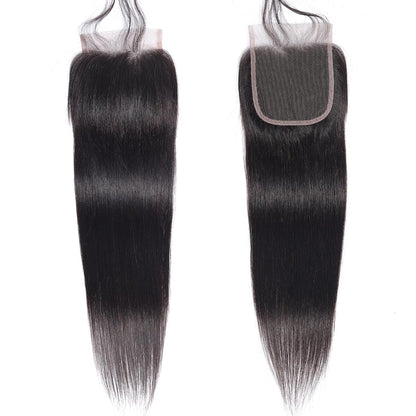 Straight Lace Closure Human Hair 4X4 HD Lace Closure 10 Inch Brazilian Virgin Human Hair Transparent Swiss Lace Free Part Pre Plucked with Baby Hair Natural Black - WORLD TIME VISITS