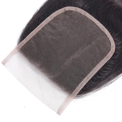 Straight Lace Closure Human Hair 4X4 HD Lace Closure 10 Inch Brazilian Virgin Human Hair Transparent Swiss Lace Free Part Pre Plucked with Baby Hair Natural Black