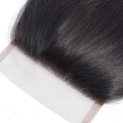 Straight Lace Closure Human Hair 4X4 HD Lace Closure 10 Inch Brazilian Virgin Human Hair Transparent Swiss Lace Free Part Pre Plucked with Baby Hair Natural Black