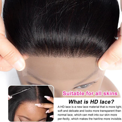 Straight Lace Closure Human Hair 4X4 HD Lace Closure 10 Inch Brazilian Virgin Human Hair Transparent Swiss Lace Free Part Pre Plucked with Baby Hair Natural Black