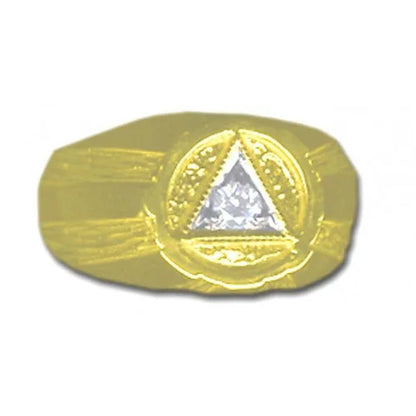 Style 608 - 8, 14k Gold, AA Symbol Mens Signet Style Ring with 1 - 10pt. Diamond in the center of the Triangle - WORLD TIME VISITS
