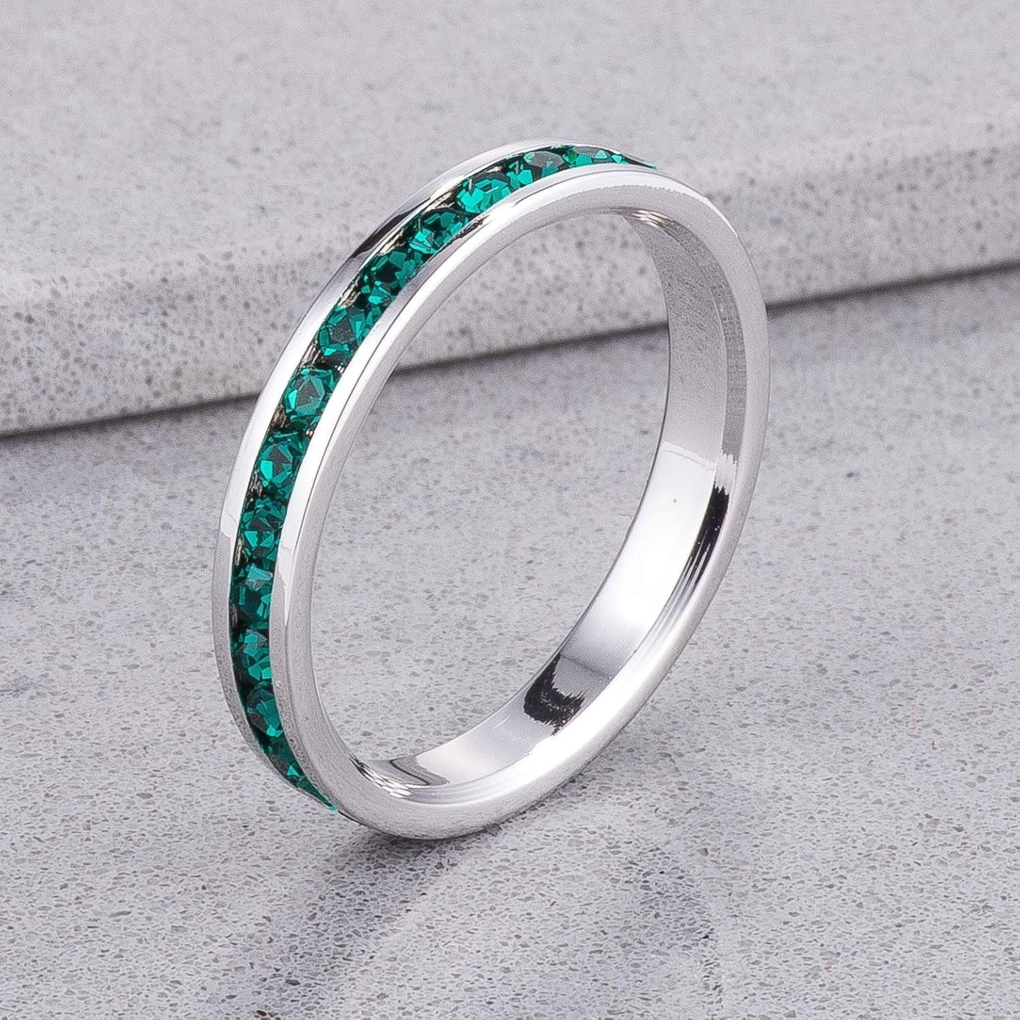 Stylish Birthstone Stackables Swarovski Crystal Eternity Bands - WORLD TIME VISITS