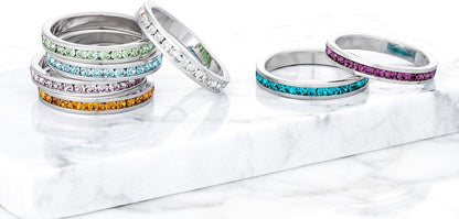Stylish Birthstone Stackables Swarovski Crystal Eternity Bands