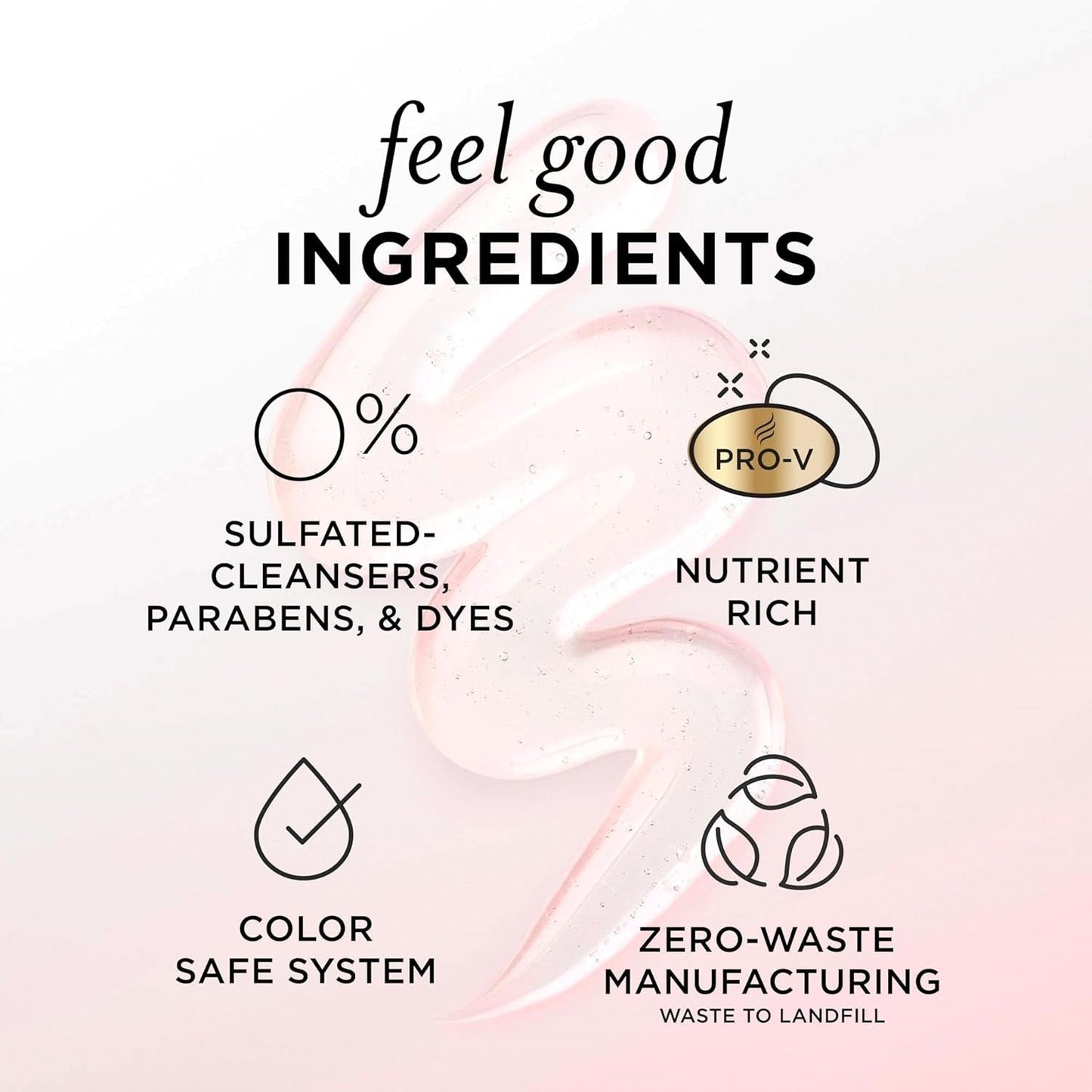 Sulfate Free Rose Water Shampoo, Soothes, Replenishes Hydration, Safe for Color Treated Hair, Nutrient Infused with Vitamin B5 and Antioxidants, Pro-V Blends, 30.0 Oz