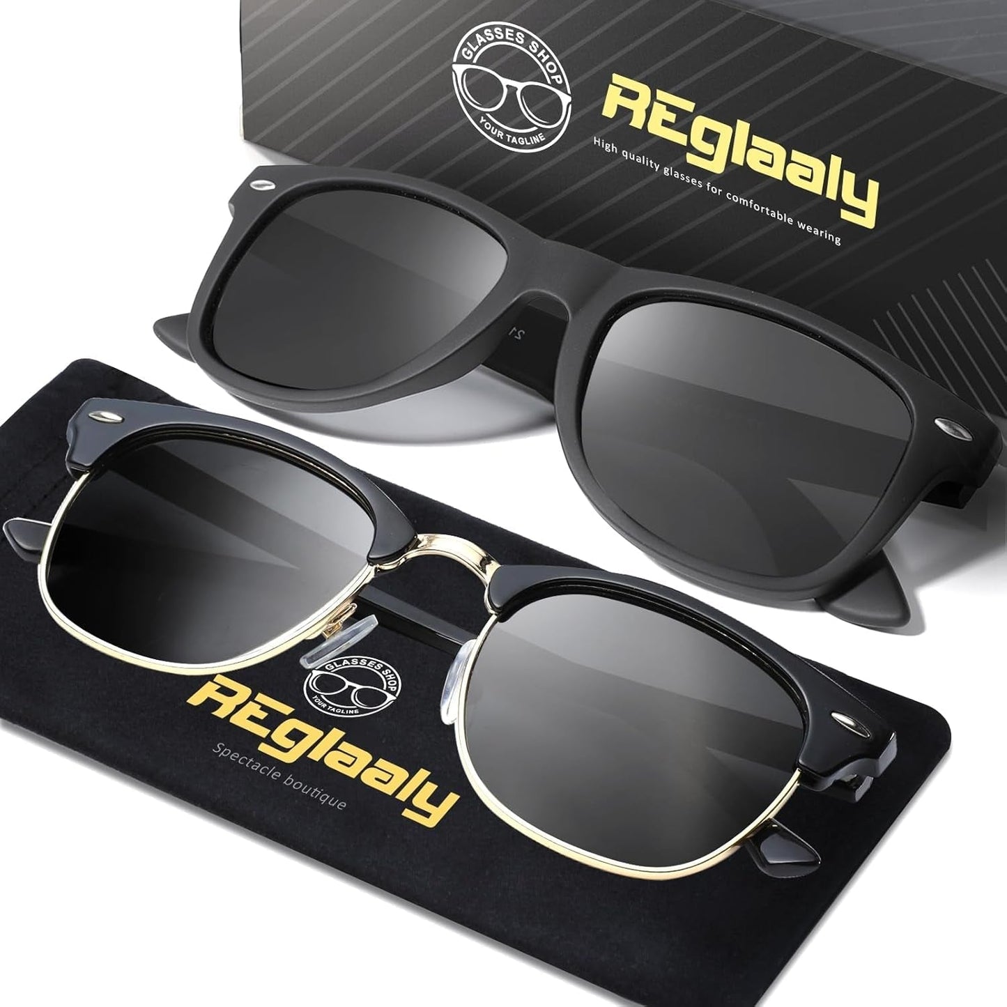 Sunglasses Men and Womens, Polarized Sunglasses for Men with UV Blocking Semi - Rimless Frame for Driving & Hiking - WORLD TIME VISITS