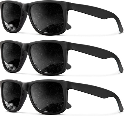 Sunglasses Men Polarized Sun Glasses for Mens Womens Classic Matte Black Frame UV Protection 3Pack - WORLD TIME VISITS