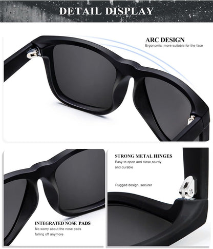 Sunglasses Men Polarized Sun Glasses for Mens Womens Classic Matte Black Frame UV Protection 3Pack