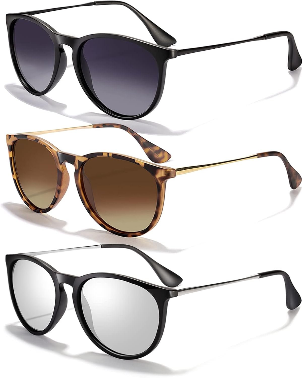 Sunglasses Womens Men Polarized UV Protection Trendy Vintage Retro round Mirrored Lens Sunglasses for Women - WORLD TIME VISITS