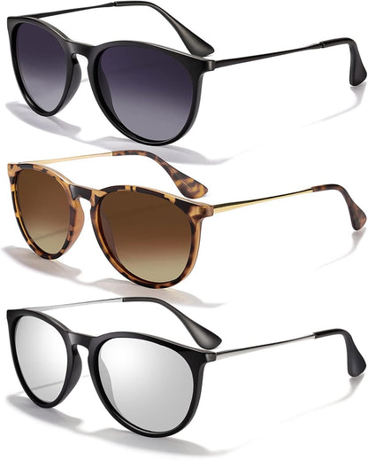Sunglasses Womens Men Polarized UV Protection Trendy Vintage Retro round Mirrored Lens Sunglasses for Women - WORLD TIME VISITS