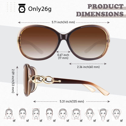 Sunglasses Womens Polarized Trendy Oversized Sun Glasses Fashion Ladies Shades 100% UV400 Protection S85