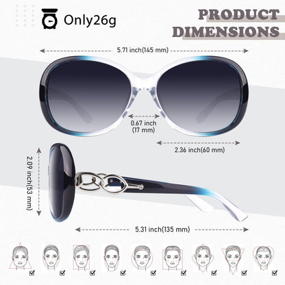 Sunglasses Womens Polarized Trendy Oversized Sun Glasses Fashion Ladies Shades 100% UV400 Protection S85