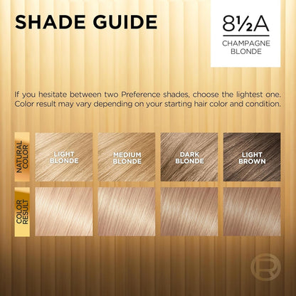 Superior Preference Fade-Defying + Shine Permanent Hair Color, 8.5A Champagne Blonde, Pack of 1, Hair Dye
