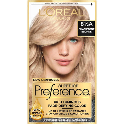 Superior Preference Fade - Defying + Shine Permanent Hair Color, 8.5A Champagne Blonde, Pack of 1, Hair Dye - WORLD TIME VISITS