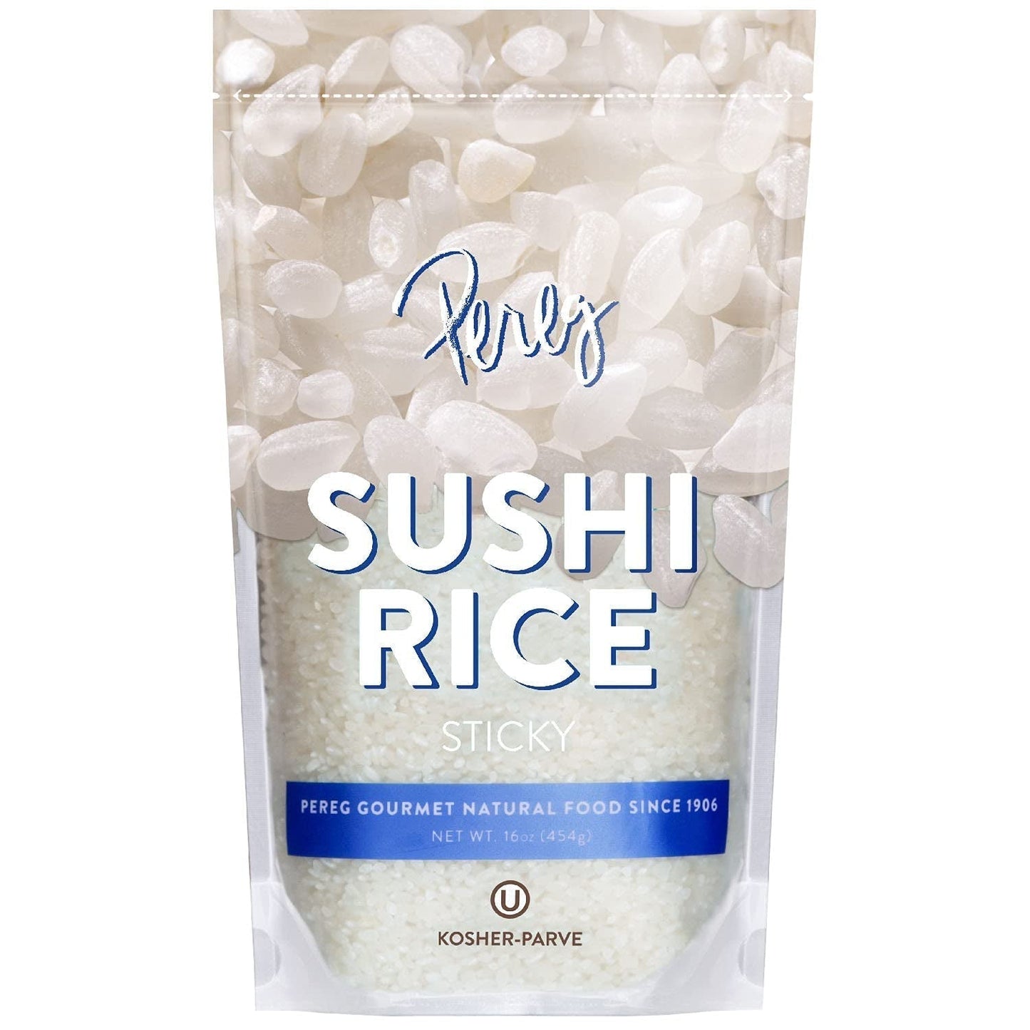 Sushi Rice (16 Oz) - White Sticky Short Grain - Vegan, Non - Gmo, Made in USA - Sushi, Rice Ball, and Everyday Japanese Dishes - Resealable Packaging - WORLD TIME VISITS