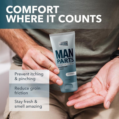 Sweatblock Man Parts Ball Deodorant for Men - Powder Lotion, Fresh Control Odor, anti Chafing, Stop Itch, Absorb Sweat, Aluminum Free, 4 Oz Tube (2PK)