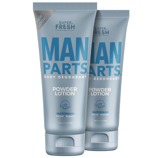Sweatblock Man Parts Ball Deodorant for Men - Powder Lotion, Fresh Control Odor, anti Chafing, Stop Itch, Absorb Sweat, Aluminum Free, 4 Oz Tube (2PK) - WORLD TIME VISITS