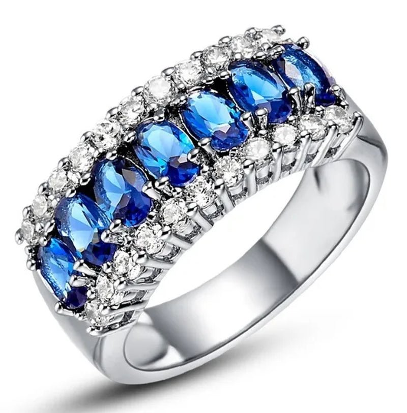 Sz6-9 Fashion Jewelry 10KT White Gold Filled 7CT Ruby Zircon CZ Women's Wedding Ring Band