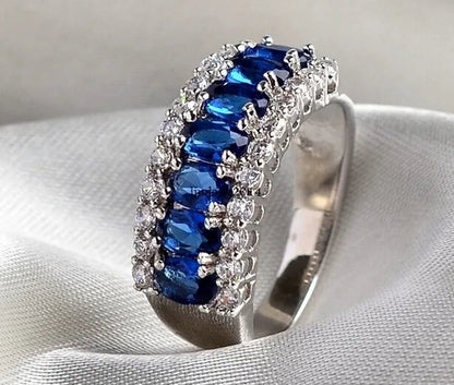 Sz6-9 Fashion Jewelry 10KT White Gold Filled 7CT Ruby Zircon CZ Women's Wedding Ring Band
