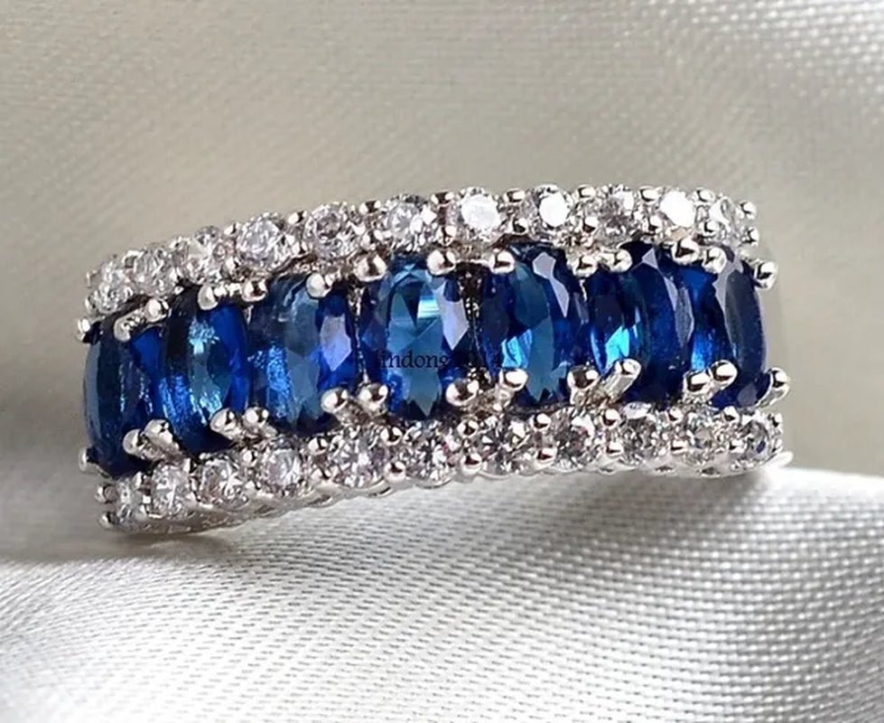 Sz6-9 Fashion Jewelry 10KT White Gold Filled 7CT Ruby Zircon CZ Women's Wedding Ring Band
