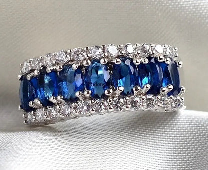 Sz6-9 Fashion Jewelry 10KT White Gold Filled 7CT Ruby Zircon CZ Women's Wedding Ring Band