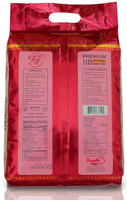 TAJ Premium 1121 Basmati Rice, Extra Long Grain Basmati Rice from India | 10Lbs - WORLD TIME VISITS