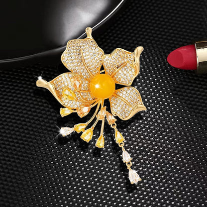 Tassels Collar Pins Flash Diamond Tassel Brooch Corsage Women'S anti Lost Brooch Accessories Silver