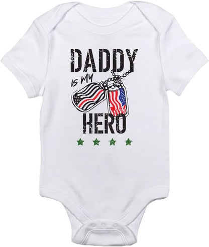 Teenow - Daddy Is My Hero (Custom Color All Branches) - US Military Inspired Baby Infant Bodysuit - Boy/Girl - WORLD TIME VISITS