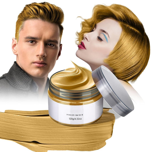 Temporary Gold Hair Clay Color, Blonde Hair Color for Men Women, Hair Color Dye Wax Washable Hair Styling Clay for Girls Age 4 5 6 7 8 9 10+ Birthday, Halloween, Christmas, Party, Cosplay, Carnival - WORLD TIME VISITS