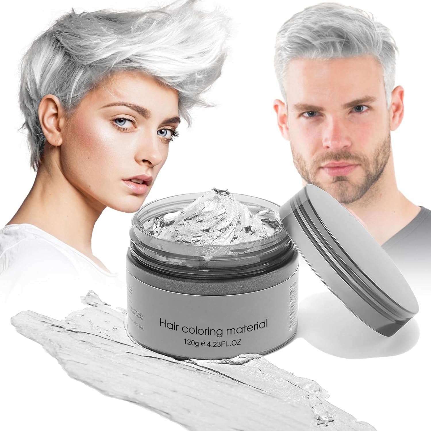 Temporary White Hair Color Wax, Instant Hairstyle Cream Hair Pomades, Easy Cleaning Disposable Hair Styling Paint for Men Women Kids Cosplay, Party and Ball - WORLD TIME VISITS