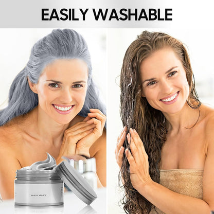 Temporary White Hair Color Wax, Instant Hairstyle Cream Hair Pomades, Easy Cleaning Disposable Hair Styling Paint for Men Women Kids Cosplay, Party and Ball
