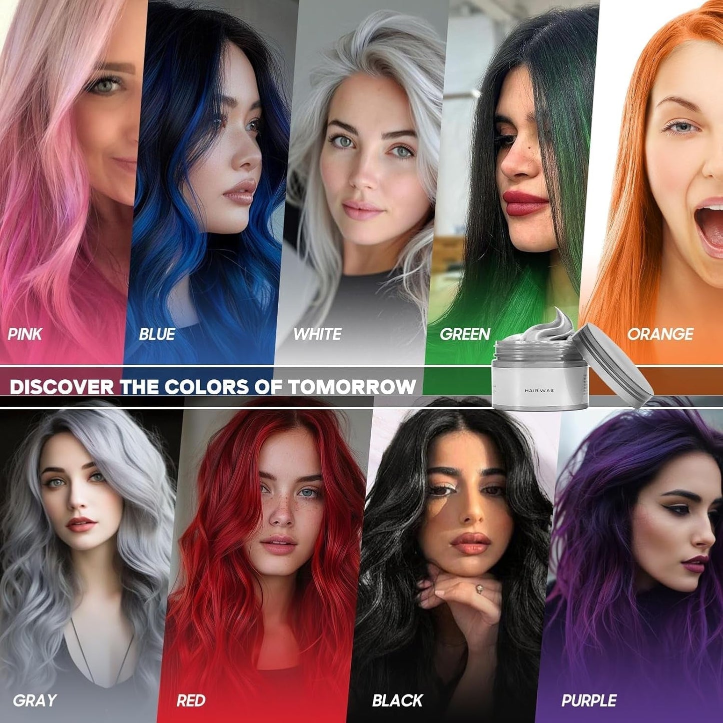 Temporary White Hair Color Wax, Instant Hairstyle Cream Hair Pomades, Easy Cleaning Disposable Hair Styling Paint for Men Women Kids Cosplay, Party and Ball