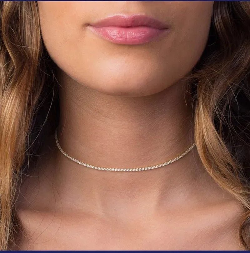 Tennis Gold Choker,Choker Gold Necklace ,Dainty Choker ,Trendy Choker ,Fashion Gold Choker,Silver Gold Necklace,Gold Choker, Women - WORLD TIME VISITS
